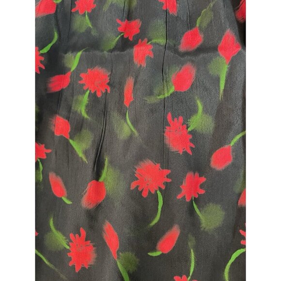 J Crew Ruffle-Collar Mini Dress in Painted Daisy Print Black and Red Sz 10 - Picture 5 of 8